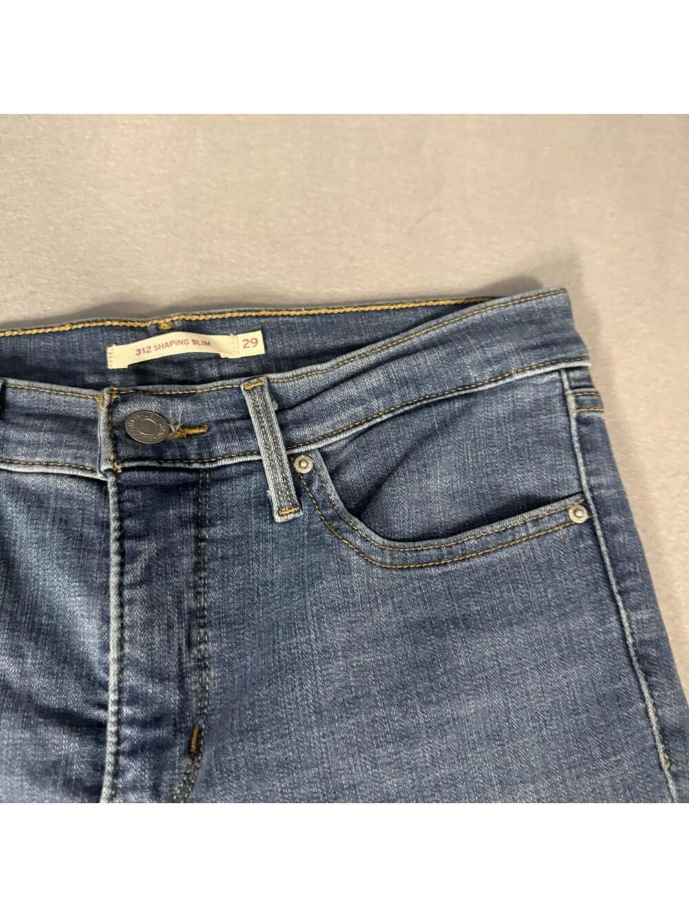 Levis 312 Shaping Slim Jeans Womens 29 Blue Denim Mid Rise Slim Straight Stretch - Picture 7 of 16